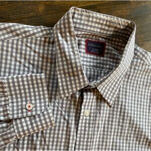 Untuckit Button Up Shirt Mens XL Gray White Plaid Check Business Long Sleeve
